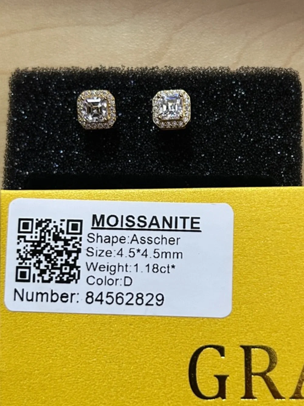 Sterling Silver Moissanite Asscher Cut Stud Earrings 1.18 TCW
